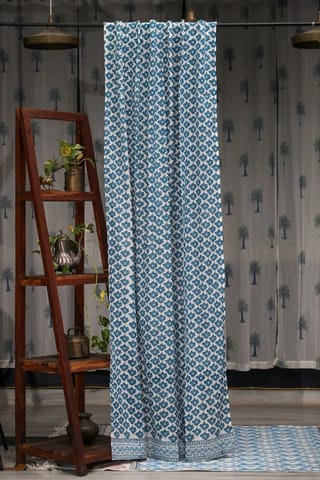 SootiSyahi 'Climbing Lotus' Handblock Printed Cotton Door Curtain