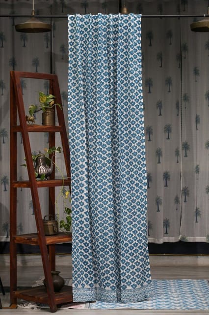 SootiSyahi 'Climbing Lotus' Handblock Printed Cotton Door Curtain