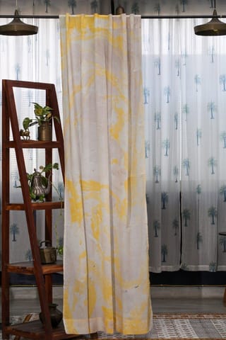 SootiSyahi 'Dreaming Yellow' Handmarble Printed Cotton Door Curtain