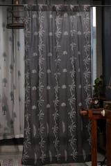 SootiSyahi 'Blooming in Night' Handblock Printed Cotton Door Curtain