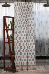 SootiSyahi 'Floral Vases' Handblock Printed Cotton Door Curtain