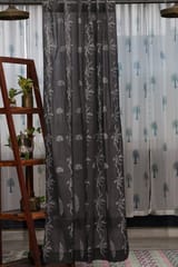 SootiSyahi 'Blooming in Night' Handblock Printed Cotton Door Curtain