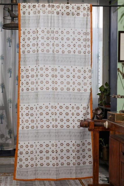 SootiSyahi 'Sparkling Star' Handblock Printed Cotton Door Curtain