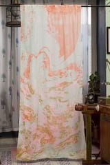 SootiSyahi 'Coral Dreams' Handmarble Printed Cotton Door Curtain