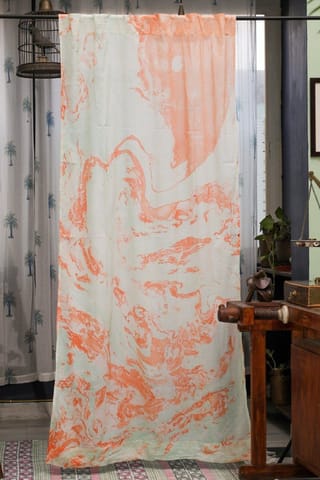 SootiSyahi 'Coral Dreams' Handmarble Printed Cotton Door Curtain