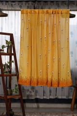 SootiSyahi 'Jungle Tale-Pastel Yellow' Handblock Printed Cotton Window Curtain