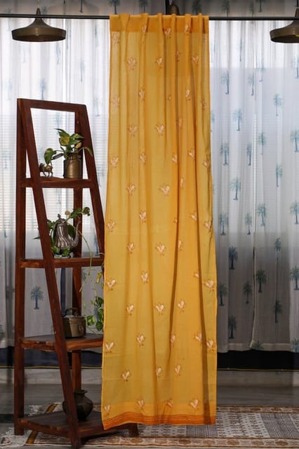 SootiSyahi 'Pastel Lotus' Handblock Printed Cotton Door Curtain