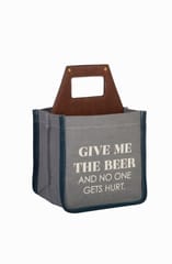 Mona B Upcycled Canvas Beer 6 Pack Carrier, Caddy, Holder, Tote, Basket, Bottle Holder: Give Me Beer
