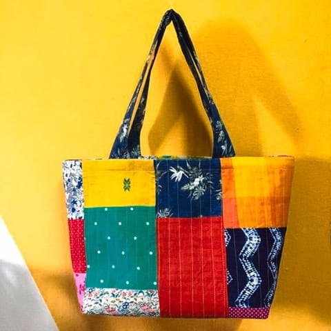 Use Me Works-Multicolour Patchwork Tote
