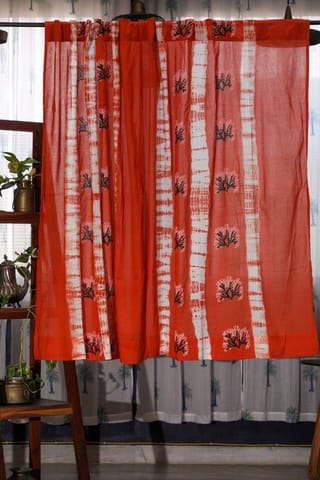 SootiSyahi 'Madhuban' Handblock Printed Cotton Window Curtain