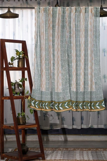 SootiSyahi 'Garden Beauty' Handblock Printed Cotton Window Curtain