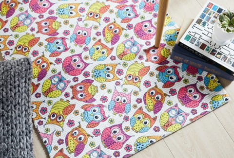 Mona B Printed Owl Kids Room Dhurrie Carpet Rug Runner Floor Mat for Living Room Bedroom: 2 X 3 Feet Multi Color