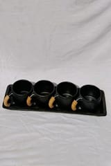 Terracotta by Sachii Longpi Black Pottery Coffee-Mugs & Tray Set
