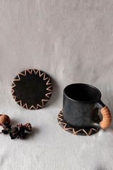 Terracotta by Sachii Longpi Black Pottery Coaster Round