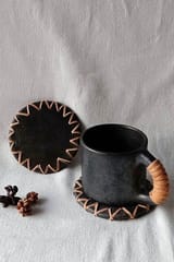 Terracotta by Sachii Longpi Black Pottery Coaster Round