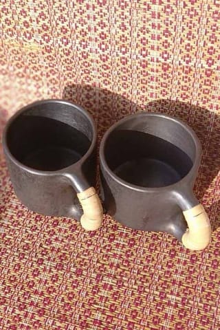 Terracotta by Sachii "Longpi Black Pottery Coffee Mug Small Set of 2"