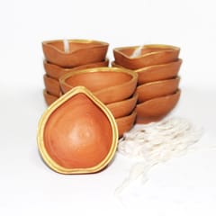 Craftlipi-Heart Shape Diya : Diwali Special - Set Of 12 Diyas & Cotton Wicks