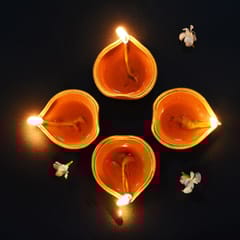 Craftlipi-Heart Shape Diya : Diwali Special - Set Of 12 Diyas & Cotton Wicks