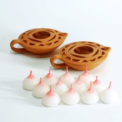 Craftlipi-QUEEN DIYA Candle Holder Set of 2 + 12 HD Candles FREE