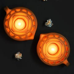 Craftlipi-QUEEN DIYA Candle Holder Set of 2 + 12 HD Candles FREE