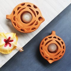 Craftlipi-QUEEN DIYA Candle Holder Set of 2 + 12 HD Candles FREE