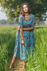 Sootisyahi 'Misty Blush' Azofree Handblock Printed Pure Cotton Dress