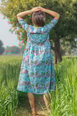 Sootisyahi 'Misty Blush' Azofree Handblock Printed Pure Cotton Dress