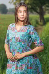 Sootisyahi 'Misty Blush' Azofree Handblock Printed Pure Cotton Dress