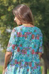 Sootisyahi 'Misty Blush' Azofree Handblock Printed Pure Cotton Dress