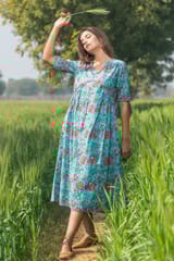 Sootisyahi 'Misty Blush' Azofree Handblock Printed Pure Cotton Dress