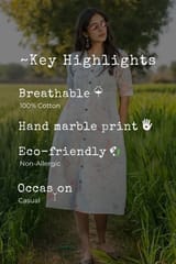 Sootisyahi 'Morning Mist'  Handmarble Printed Pure Cotton Dress