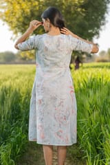 Sootisyahi 'Morning Mist'  Handmarble Printed Pure Cotton Dress