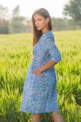 Sootisyahi 'Bloom in the Sky' Azofree Handblock Printed Pure Cotton Dress
