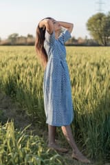 Sootisyahi 'Sea Blue' Azofree Handblock Printed Pure Cotton Dress