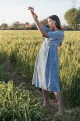 Sootisyahi 'Sea Blue' Azofree Handblock Printed Pure Cotton Dress