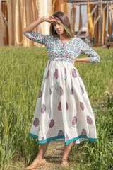 Sootisyahi 'Paisley in the Garden' Azofree Handblock Printed Pure Cotton Dress
