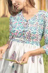 Sootisyahi 'Paisley in the Garden' Azofree Handblock Printed Pure Cotton Dress