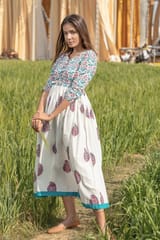 Sootisyahi 'Paisley in the Garden' Azofree Handblock Printed Pure Cotton Dress