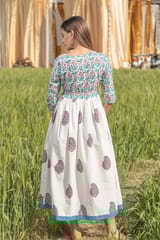 Sootisyahi 'Paisley in the Garden' Azofree Handblock Printed Pure Cotton Dress