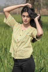 Sootisyahi 'Sea Breeze' Azofree Handblock Printed Pure Cotton Crop Top