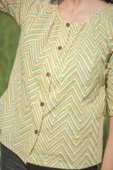 Sootisyahi 'Sea Breeze' Azofree Handblock Printed Pure Cotton Crop Top