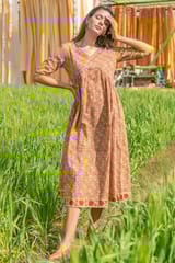 Sootisyahi 'Dusky Dawn' Azofree Handblock Printed Pure Cotton Dress