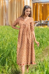 Sootisyahi 'Dusky Dawn' Azofree Handblock Printed Pure Cotton Dress