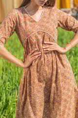 Sootisyahi 'Dusky Dawn' Azofree Handblock Printed Pure Cotton Dress
