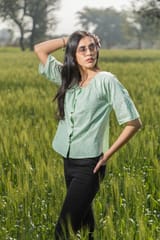 Sootisyahi 'Valley Breeze' Azofree Handblock Printed Pure Cotton Crop Top