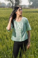 Sootisyahi 'Valley Breeze' Azofree Handblock Printed Pure Cotton Crop Top