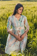 Sootisyahi 'Flow Rust'  Handmarble Printed Pure Cotton Dress