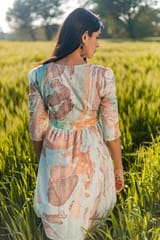 Sootisyahi 'Flow Rust'  Handmarble Printed Pure Cotton Dress