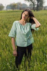 Sootisyahi 'Valley Breeze' Azofree Handblock Printed Pure Cotton Crop Top
