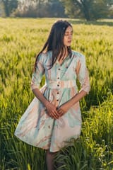 Sootisyahi 'Flow Rust'  Handmarble Printed Pure Cotton Dress